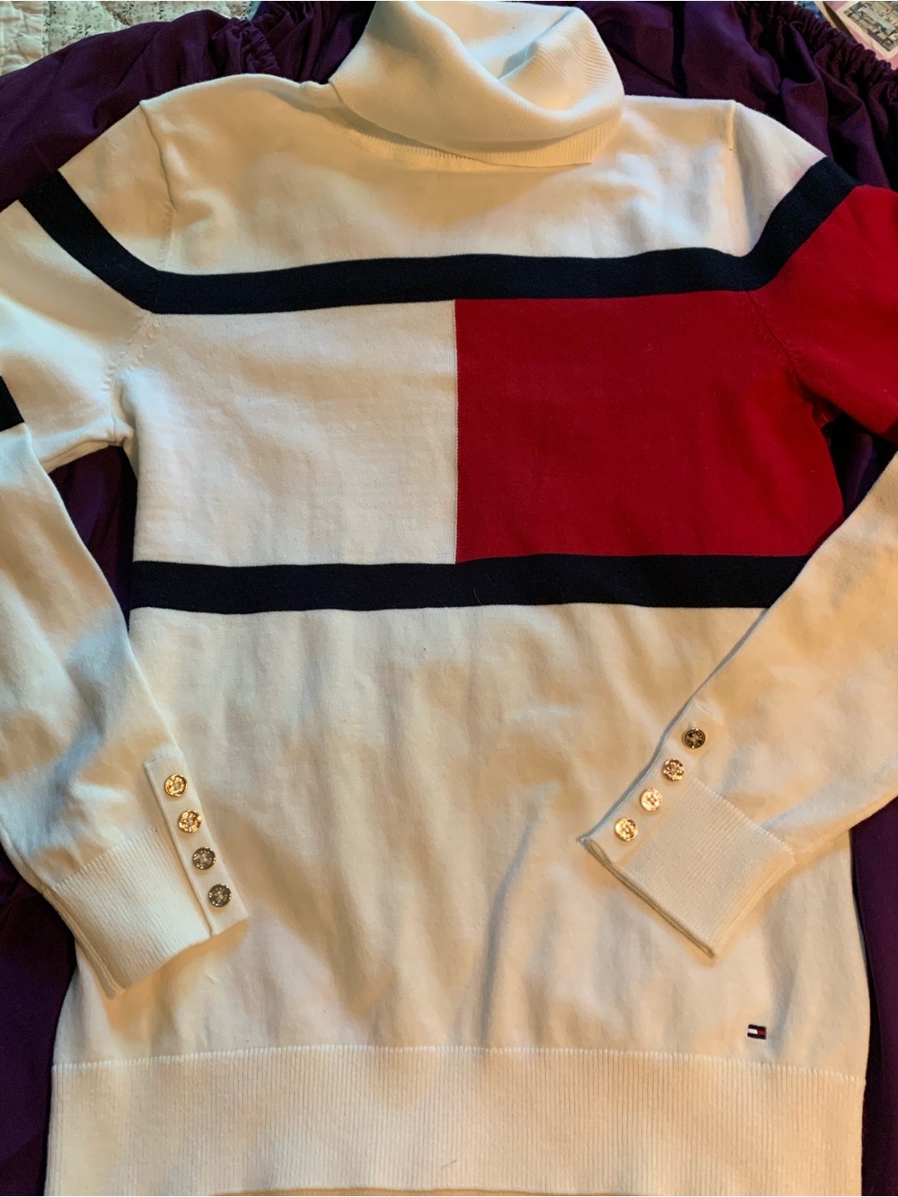 Sale 3/$20 Tommy Hilfiger Cream Sweater w/Signature Flag. See description below.